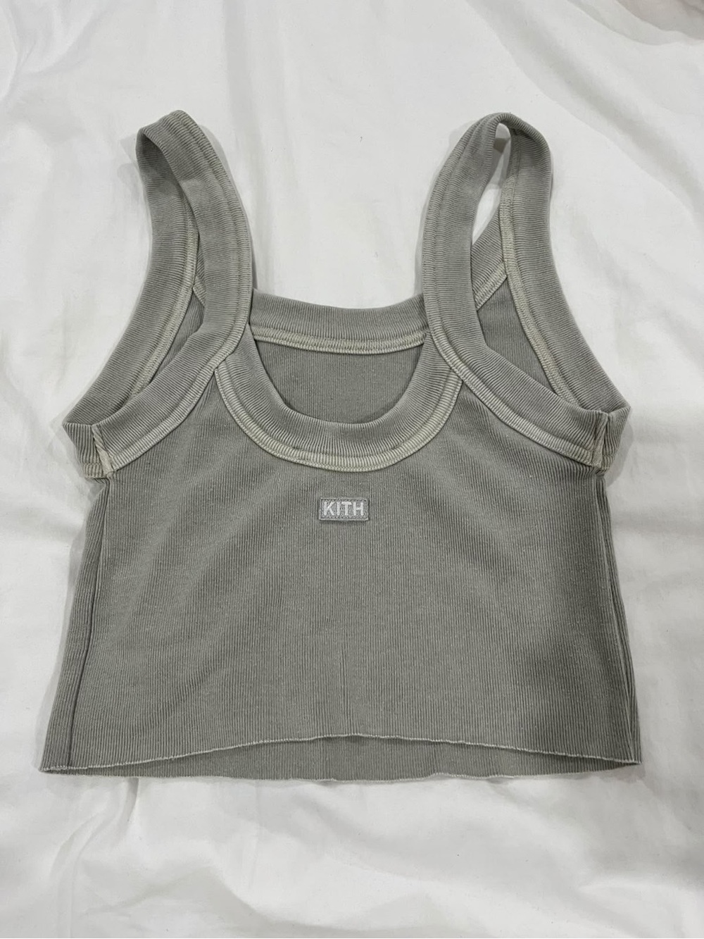 Kith Women's Grey/green Ribbed Tank Crop Top size M